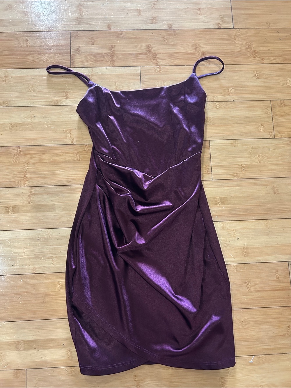 Windsor Plum Satin Cowl Mini Dress